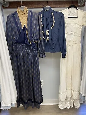 Antique 3 Piece Dress & Blouse Silk Lot Lace Costuming Reworking Crafting AS IS • $90