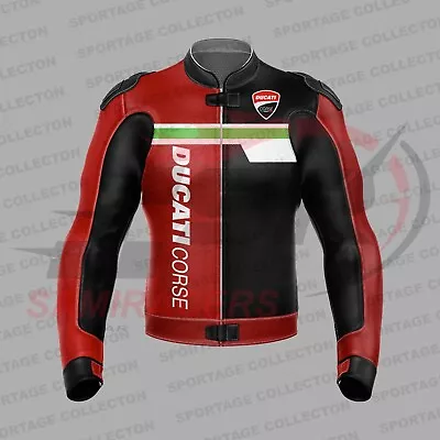 Ducati Cowhide Leather Men Protective Armour Motorcycle Motorbike Riding Jacket • $125.99