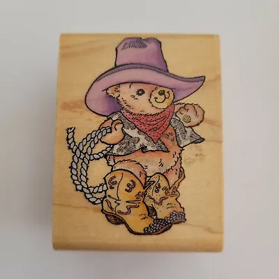 Cowboy Beary Bear Wooden Mounted Rubber Stamp Rubber Stampede A1342D • $3.98
