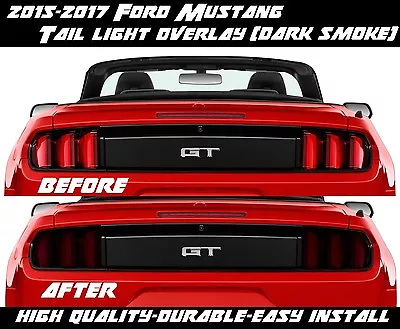 Dark Smoke Tail Light Overlay Tint For 2015 2016 2017 Ford Mustang • $20.99