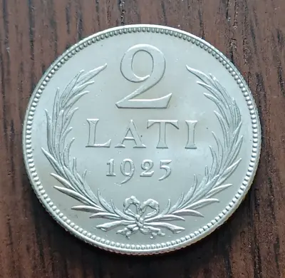 1925.latvijas Republika Silver 2 Lati Coin. Excellent Condition. • $18.66