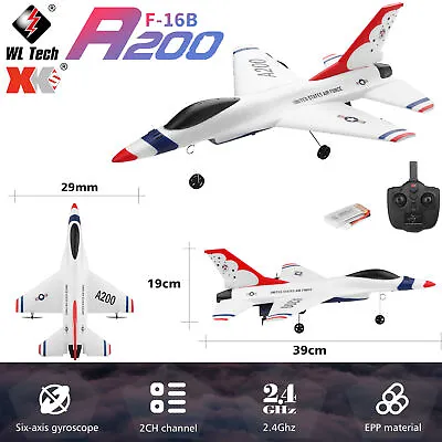 Wltoys XK A200 F-16B 2.4GHz 2CH 6-Axis RC Racing Airplane Plane Glider RTF • $47