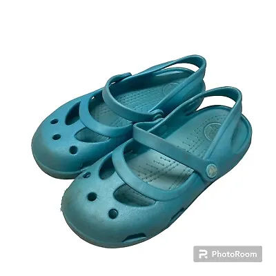 £8.14 • Buy Crocs Shayna Mary Jane Clogs Slingback Low Top Slip On Aqua Blue Toddler C12