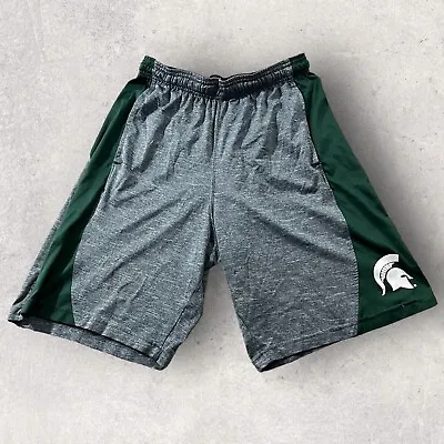 Michigan State Spartans Shorts Mens Small Gray Green Light Athletic Sports Logo • $12.74