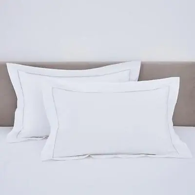 £8 • Buy Luxury Pair Of Chelsea Pillowcases Super King 200 Thread Count White/Grey