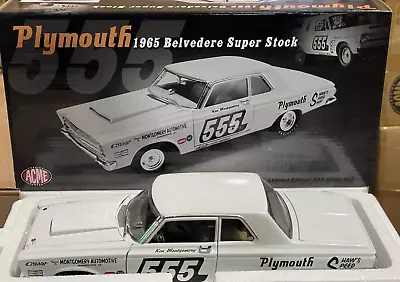 1/18  1965 Plymouth Belvedere Super Stock #555 White With Graphics  Ken Montgome • $159.95