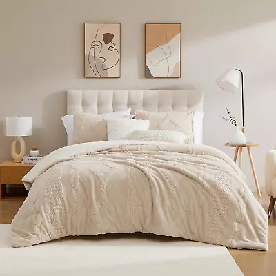 Queen Comforter Set Ultra Soft Sherpa Comforter Set For Queen Size Bed Jacquar • $89.51