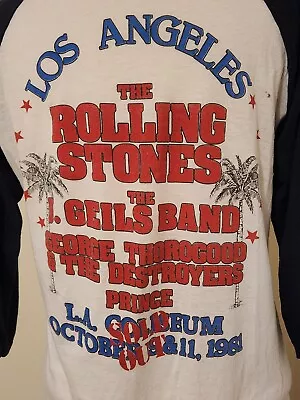 VINTAGE The Rolling Stones Los Angeles 1981 Concert Raglan Shirt PRINCE J Geils  • $289