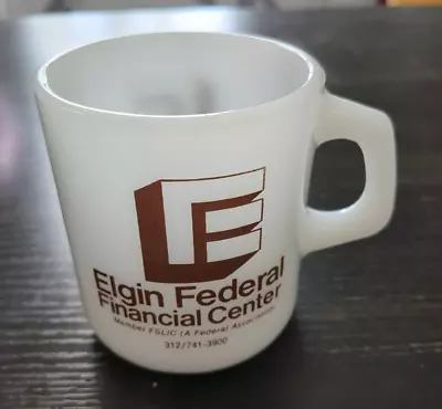 Elgin Federal Financial Center  Galaxy Milk Glass Mug Vintage • $12