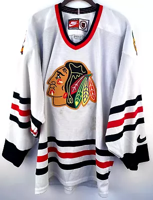 Vintage Chicago Blackhawks Fan Jersey Nike Team Sports NHL Hockey Medium White • $50