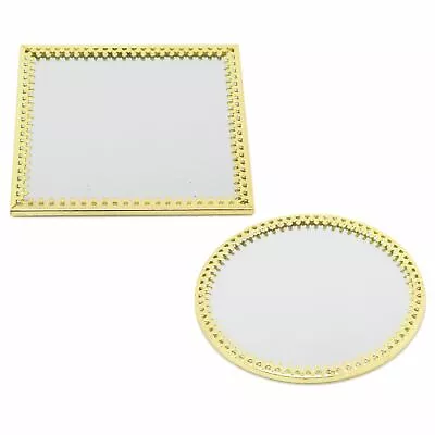 10cm Decorative Mirror Glass Display Plate | Gold Mirrored Glass Candle Tray • £1.99