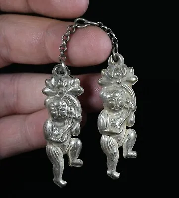 5.5CM Rare Old Chinese Miao Silver Feng Shui Child Kid Lucky Pendant Necklace • $25