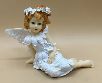 Vintage Cheri & Kalvin Female Angel Figurine In White With Glitter - Prestige • $12.99