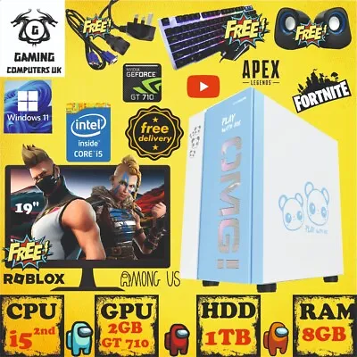 CHEAP Gaming Computer PC + 19'' Monitor Bundle I5 8GB RAM 1TB HDD W10 GT710 • £197.99