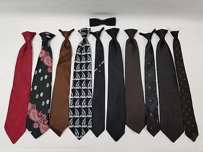 Clip On Ties Necktie Lot + Bow Tie Snapper Puritan Par Excellence ^ • $8.99