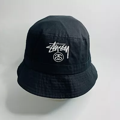 Stussy Bucket Hat Black Cotton Unisex With Front Stussy Spell Out • $89.95