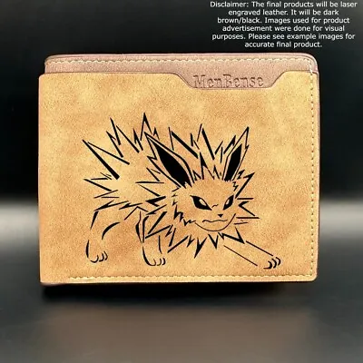 Custom JOLTEON Leather Bi Fold Wallet - Laser Engraved Wallet • $28