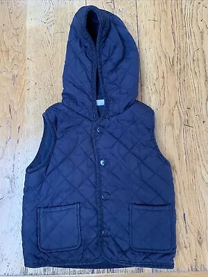 F&f Baby Hooded Quilted Gilet / Sleeveless Jacket - Age 12-18 Months - Exc Cond • £2.20