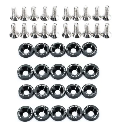 20 X BLACK JDM Billet Aluminum Fender/Bumper Washer/Bolt Engine Bay Dress Up Kit • $18.47