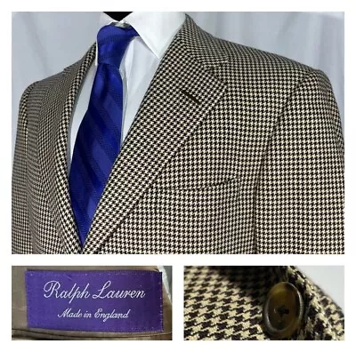 Ralph Lauren Purple Label England Cotton Cashmere Houndstooth Sport Coat 42L • $499.95