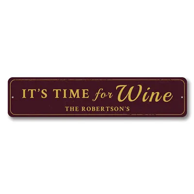 Time For Wine Sign Personalized Family Name Home Bar Metal Wall Decor • $58.05