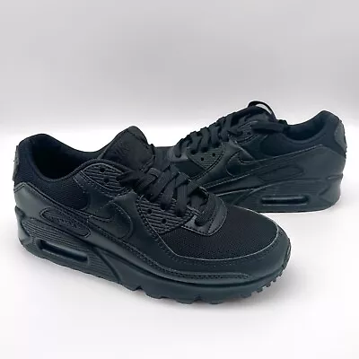 Nike Air Max 90 Womens Triple Black UK Size 4 Trainers Shoes NEW DH8010-001 • £71.99