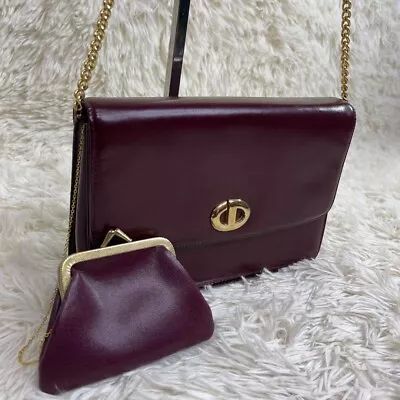 Vintage Christian Dior Chain Leather Shoulder Bag Bordeaux With Pouch • $298