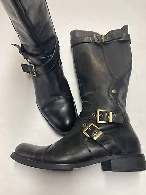 Miz Mooz  Womens Boots Black Size 9  Kailia Knee High Riding Biker Full Zipper • $35