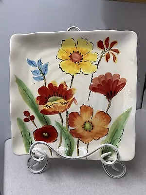Decorative 11” Square Plate Watercolor New Poppy Designed By  Maxcera • $11