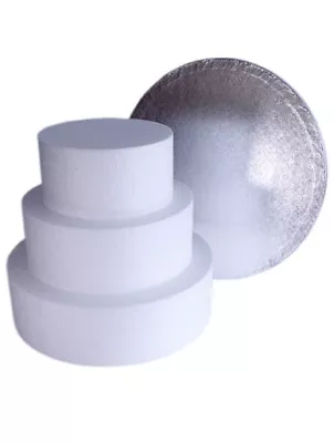 Cake Dummy Silver Drum Set Fake Polystyrene Straight Edge 3  + Drum Kits • £12.05