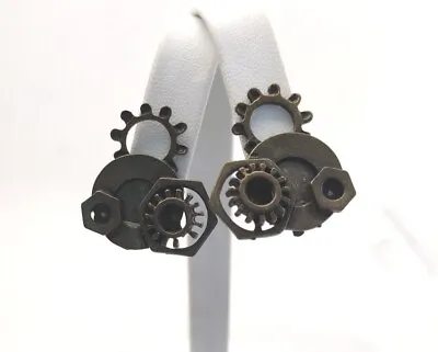 Vintage Steampunk Style Gears Clip On Earrings Jewelry Great Gift Idea Engineer  • $27.99