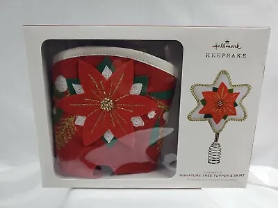 Hallmark Miniature Poinsettia Tree Topper And Christmas Tree Skirt Set  QSB6175 • $19.49