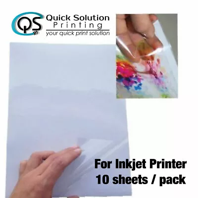 A4 Transparent Clear Glossy Sticker Paper Label For Inkjet Printer 10 Sheet/pack • $11