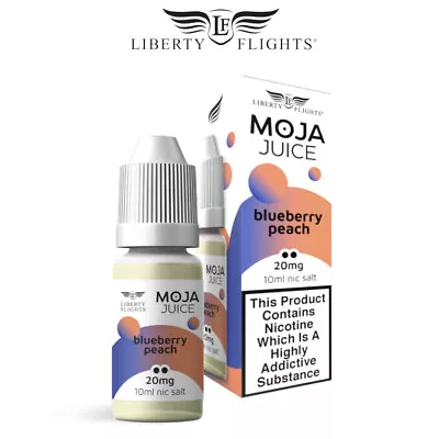 Moja Juice Vape E-Liquid Blueberry Peach 20mg Any Pen 10ml Nic Salt 50VG/50PG • £3.99