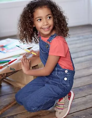 £2.95 • Buy Joules Girls Dottie Woven Dungarees  - Mid Blue - 3Yr