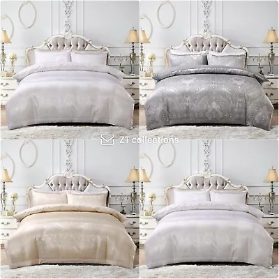 Luxury Jacquard Camden Duvet Cover Quilted Double King Super King Size Bed Set • £28.99