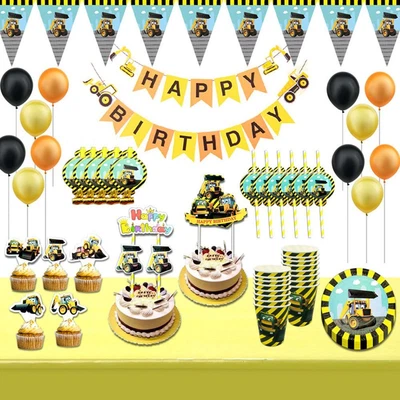 $9.21 • Buy Kids Party Disposable Tableware Construction Tractor Theme Party Decorations