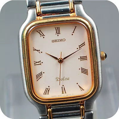 [Exc+4] Vintage SEIKO Dolce 8N41-5060 Gold Silver Square Men's Watch From JAPAN • $79.90