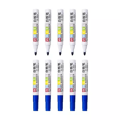 10 Blue Dry Erase Whiteboard Marker Pens Easy Wipe School Marker Longlasting • $14.99