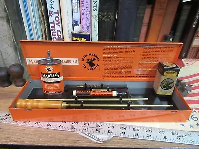 Vintage Marbles Gun Cleaning Kit NITRO SOLVENT LEAD TOP Oil Tin Pad Box Full ROD • $125