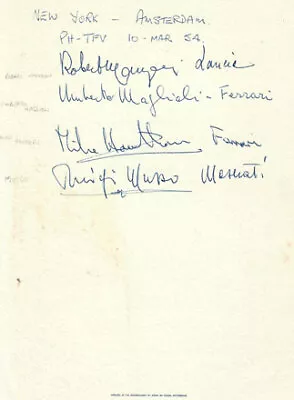 Mike Hawthorn & Luigi Musso (1954) Signed Autographs • £1150