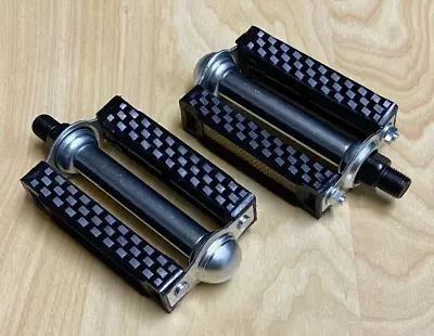 Black/ Chrome Vintage Style Square Bicycle Block Pedals  Cruiser Pedals 1/2  • $18.95