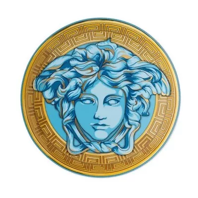 New Rosenthal Versace Medusa Amplified Coin Plate 17cm Blue Rrp$209 • $129