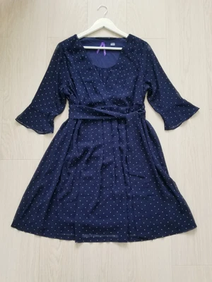 £44.95 • Buy Seraphine Polka Dot Chiffon Maternity And Nursing Dress Navy Blue Size UK 16