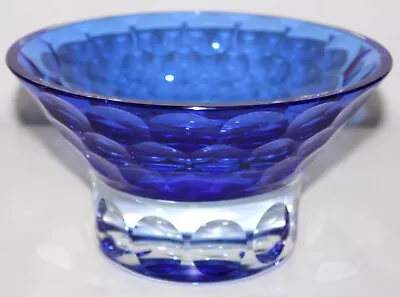 Cobalt Cut Crystal Bowl By Block Crystal Poland Cut Glass Circle Design 9 - 7lbs • $65