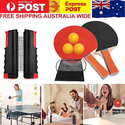 $19.05 • Buy Table Tennis Kit Ping Pong Set Retractable Net Rack + 2 Bats + 3 Balls DF