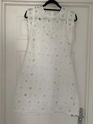 £18 • Buy Zara Uk Medium White Lace Dress With Undergarment Short Sleeves