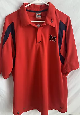 Nike Team Ole Miss Rebels Polo Shirt Mens XL Polyester Short Sleeve Football • $29.95