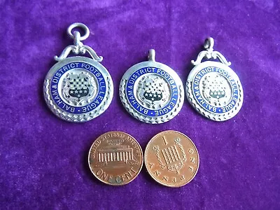 A COLLECTION Of 3 ENAMEL MEDALS/FOBS BALHAM & DISTRICT FOOTBALL LEAGUE 1950-52 • £7.99