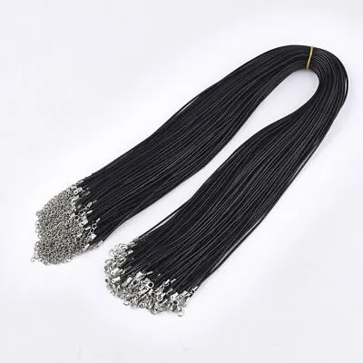 100 X Necklace Cords Wax Cotton Braid 18 Inch With Lobster Clasp Jewellery Craft • £16.49